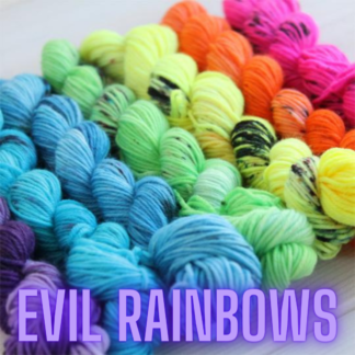 Evil Rainbows: hand dyed speckled rainbow gradient mini skein set