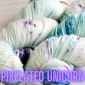 Pixelated Unicorn: hand dyed speckled sock yarn