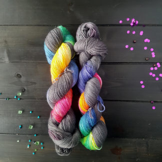 Reverse Rainicorn: hand dyed sparkle sock yarn inspired by Adventure Time
