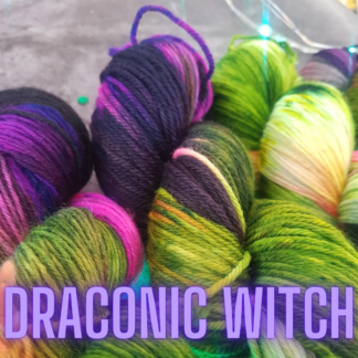 Draconic Witch Halloween hand dyed yarn