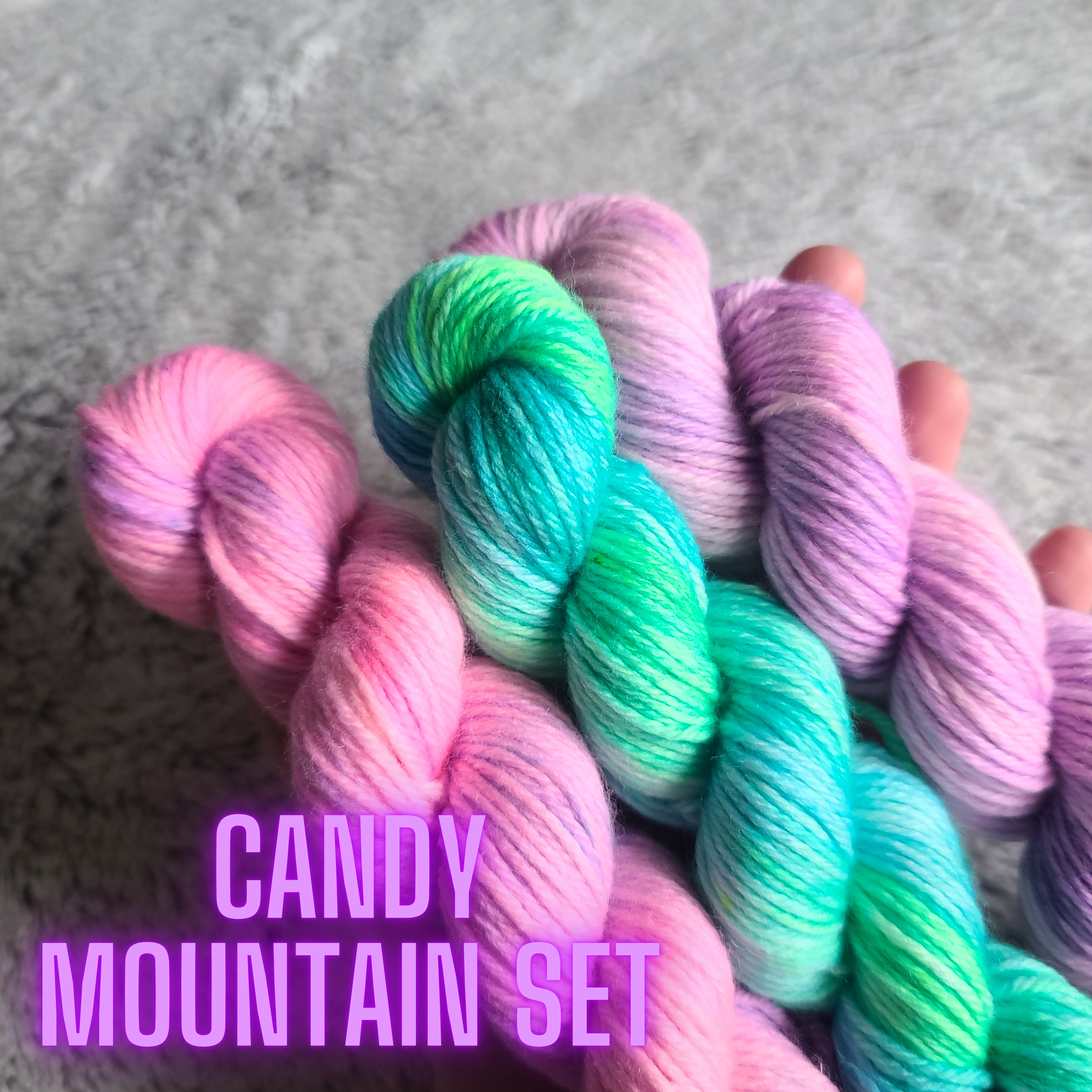 Candy Mountain 50g fade set OOAK hand dyed yarn