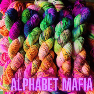 Alphabet Mafia Pride themed hand dyed yarn